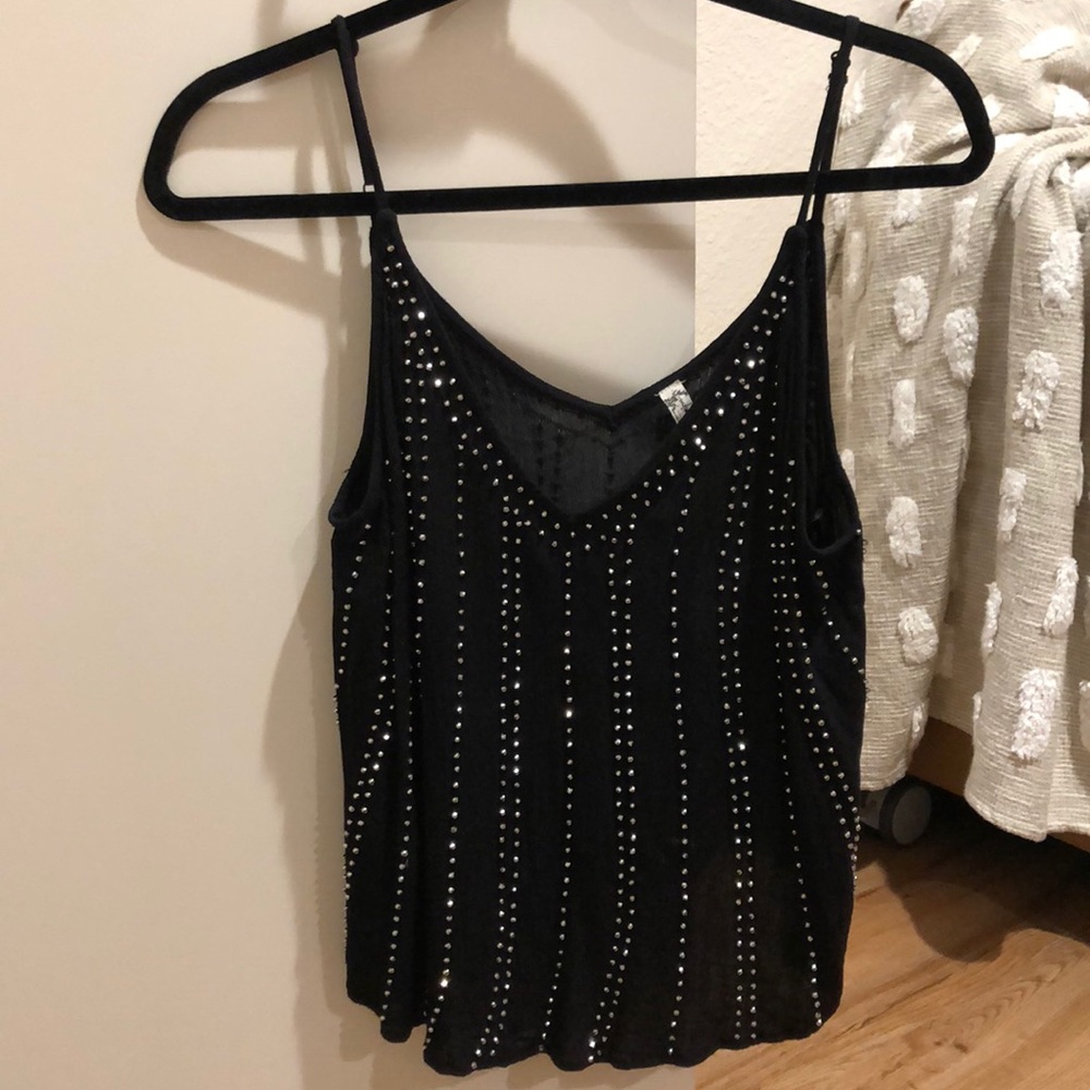 Free People Black Shimmer Tank Worn Once!
